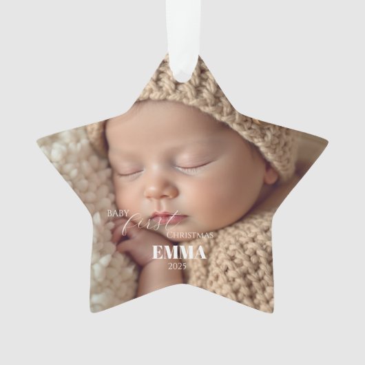 Two Photos Minimalist Baby First Christmas Ornament (voorkant)
