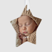Two Photos Minimalist Baby First Christmas Ornament (voorkant)