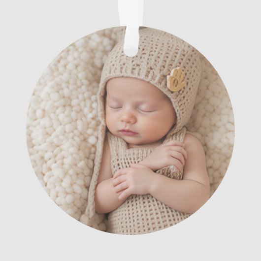 Two Photos Minimalist Baby First Christmas Ornament (achterkant)