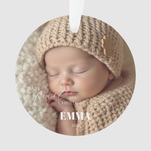 Two Photos Minimalist Baby First Christmas Ornament (voorkant)