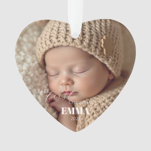 Two Photos Minimalist Baby First Christmas Ornament (voorkant)
