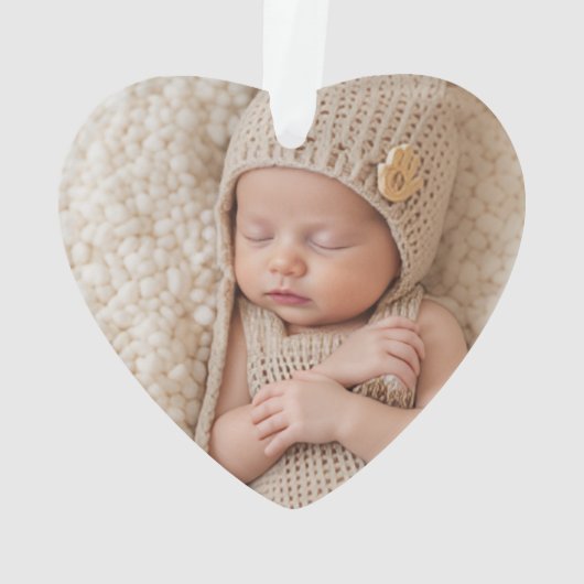 Two Photos Minimalist Baby First Christmas Ornament (achterkant)