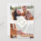 Two Photos Minimalist Floral Collage Wedding Save The Date (Voorkant)