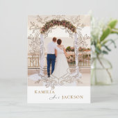 Two-Piece Rose Gold Black Back Minimalist Wedding Kaart (Staand voorkant)