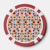 Two poker chips are shown each featuring a floral (Achterkant)