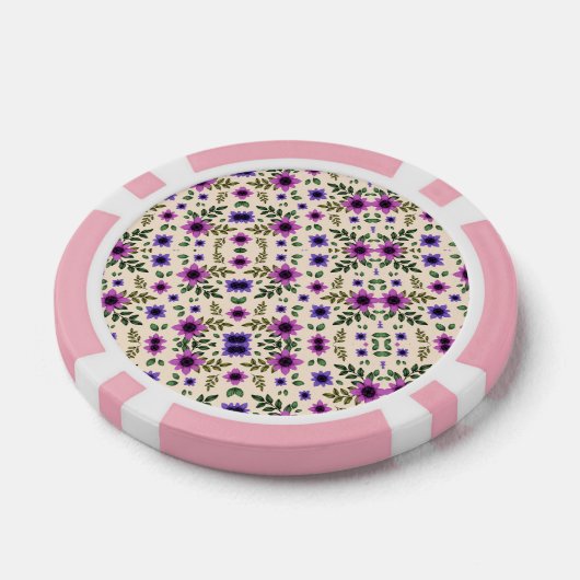 Two poker chips with pink borders and intricate  (Enkel)