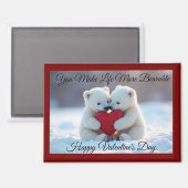 Two Polar Bear Cubs Valentine Magnet (Voorkant / Achterkant)