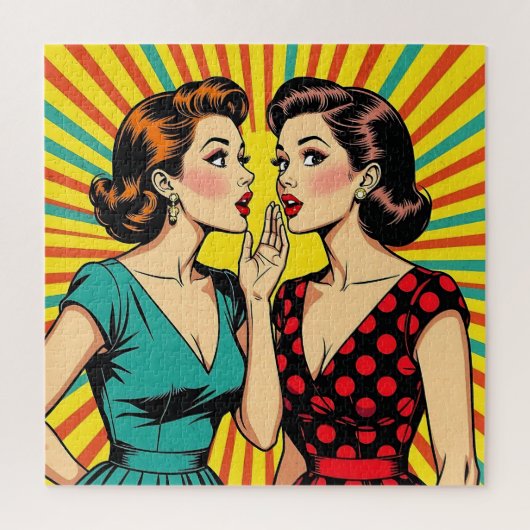 Two Pop Art Women Telling a Secret  Legpuzzel (Verticaal)