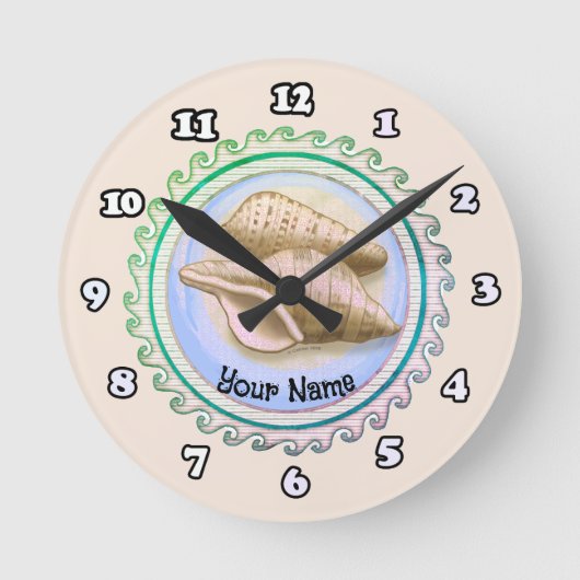 Two Pretty seashells clock Ronde Klok (Voorkant)