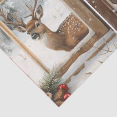 Two Pretty Winter Scenes of Deer in Window Panes Tissuepapier (Detail)