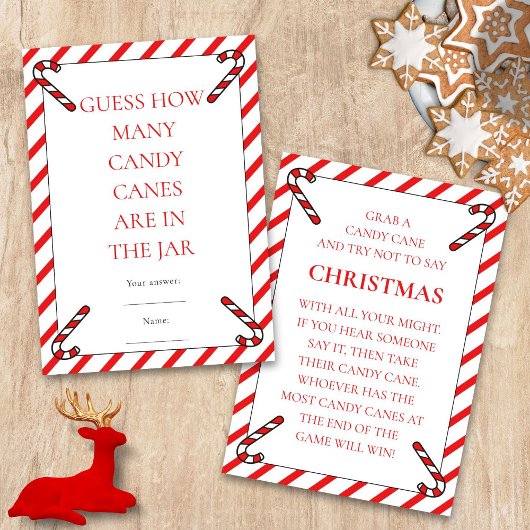 Two Printable Candy Cane Theme Christmas Game Card Kaart