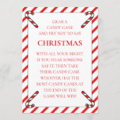 Two Printable Candy Cane Theme Christmas Game Card Kaart (Achterkant)