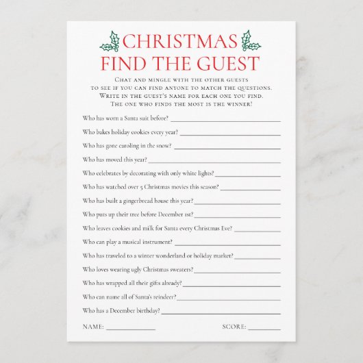 Two Printable Christmas Games Card Kaart (Voorkant)