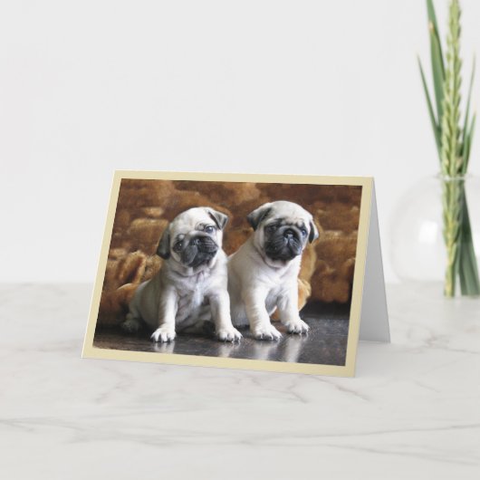 Two Pugs Greeting Card Kaart (Voorkant)