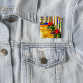 "Two Pumpkins" Square Button (In situ)