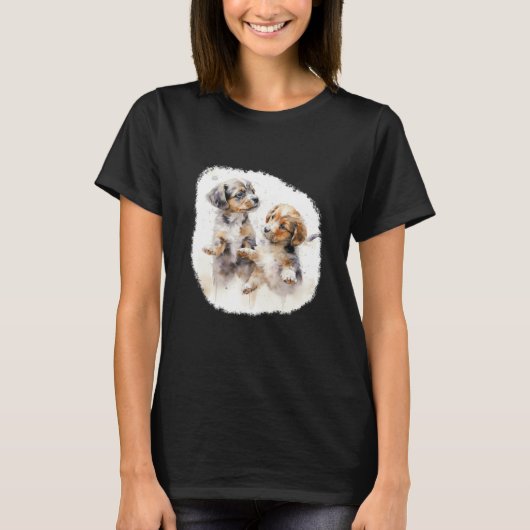 Two puppies in watercolour style t-shirt (Voorkant)