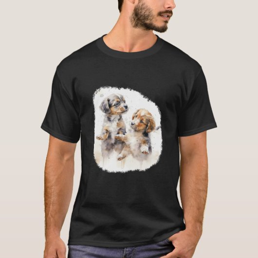 Two puppies in watercolour style t-shirt (Voorkant)