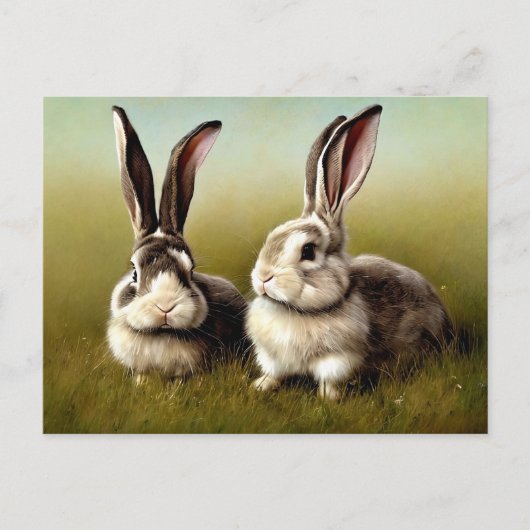two rabbits briefkaart (Voorkant)