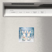 Two rabbits in the Christmas forest Magneet (Insitu (Vaatwasser))