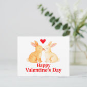 Two Rabbits with Heart – Valentine’s Day Illustrat Briefkaart (Staand voorkant)