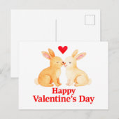 Two Rabbits with Heart – Valentine’s Day Illustrat Briefkaart (Voorkant / Achterkant)