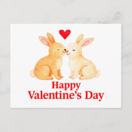 Two Rabbits with Heart – Valentine’s Day Illustrat Briefkaart