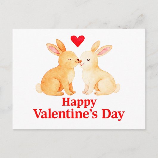 Two Rabbits with Heart – Valentine’s Day Illustrat Briefkaart (Voorkant)