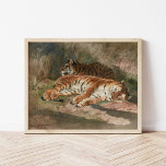 Two Recumbent Tigers | Rosa Bonheur Poster<br><div class="desc">Two Recumbent Tigers (1887) | Rosa Bonheur’s Two Recumbent Tigers is a tranquil and majestic painting portraying two tigers resting peacefully in a grassy landscape. The artist’s meticulous attention to detail brings the tigers’ striped fur and muscular forms to life, while the natural setting enhances the serene mood of the...</div>