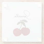 Two Red Cherries Illustration | Cute Fruit Art  Glazen Onderzetter (Achterkant)