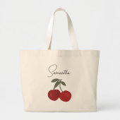 Two Red Cherries Illustration | Cute Fruit Art Grote Tote Bag (Voorkant)