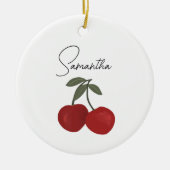 Two Red Cherries Illustration | Cute Fruit Art Keramisch Ornament (Voorkant)