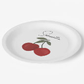 Two Red Cherries Illustration | Cute Fruit Art Papieren Bordje (Gekanteld)