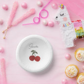 Two Red Cherries Illustration | Cute Fruit Art  Papieren Kommen (Feest)