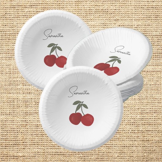 Two Red Cherries Illustration | Cute Fruit Art  Papieren Kommen