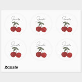 Two Red Cherries Illustration | Cute Fruit Art  Ronde Sticker (Vel)
