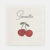 Two Red Cherries Illustration | Cute Fruit Art  Servet (Voorkant)
