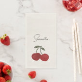 Two Red Cherries Illustration | Cute Fruit Art  Servet (Insitu)