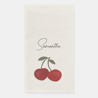 Two Red Cherries Illustration | Cute Fruit Art  Servet