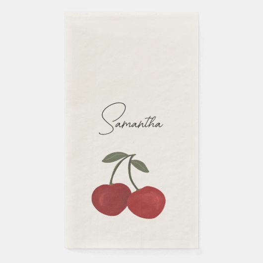 Two Red Cherries Illustration | Cute Fruit Art  Servet (Voorkant)