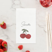 Two Red Cherries Illustration | Cute Fruit Art  Servet (Insitu)