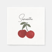 Two Red Cherries Illustration | Cute Fruit Art  Servet (Voorkant)