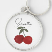 Two Red Cherries Illustration | Cute Fruit Art  Sleutelhanger (Voorkant)