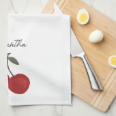 Two Red Cherries Illustration | Cute Fruit Art Theedoek (Quarter Fold)