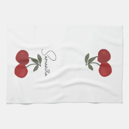 Two Red Cherries Illustration | Cute Fruit Art Theedoek