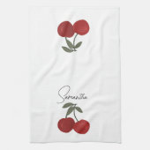 Two Red Cherries Illustration | Cute Fruit Art Theedoek (Verticaal)