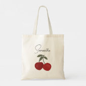 Two Red Cherries Illustration | Cute Fruit Art  Tote Bag (Achterkant)