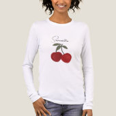 Two Red Cherries Illustration | Cute Fruit Art Tri-Blend Shirt (Voorkant volledig)