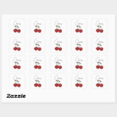 Two Red Cherries Illustration | Cute Fruit Art Vierkante Sticker (Vel)