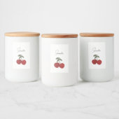 Two Red Cherries Illustration | Cute Fruit Art  Voedselcontainer Etiket (Flessen)