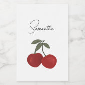 Two Red Cherries Illustration | Cute Fruit Art  Voedselcontainer Etiket (Enkel label)